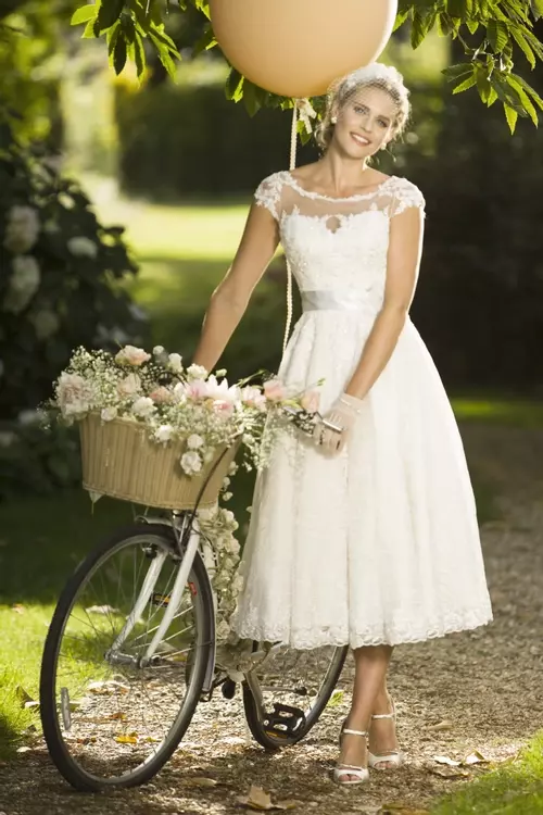 Florrie Vintage Lace Retro Tea Length Wedding Dress Brighton Belle