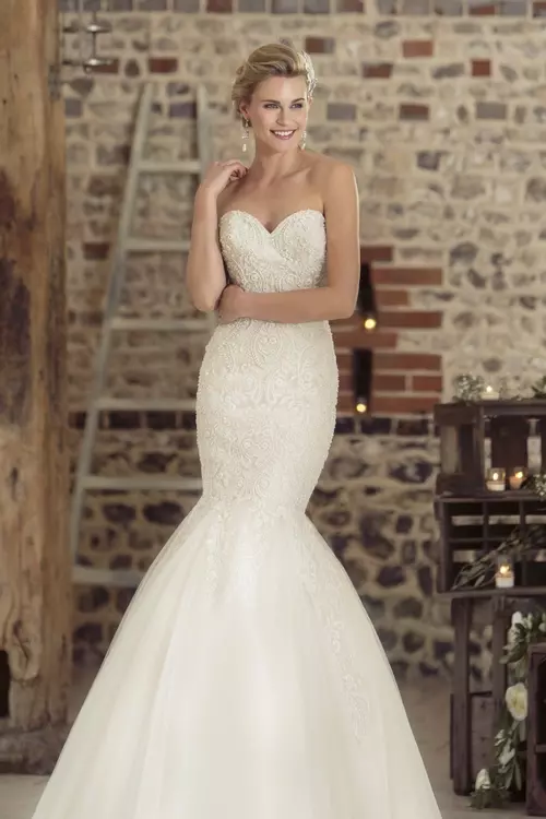 W226 Art Deco Beaded Strapless Fishtail Bridal Dress True Bride