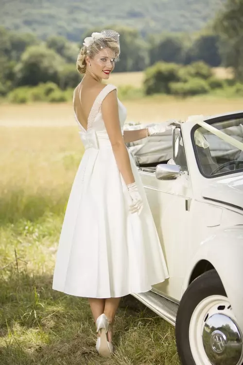 Harriet | 1940s Style Short Bow Back Wedding Dress | Brighton Belle