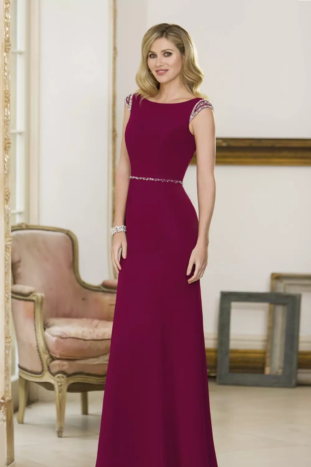 M743 | Low Back Bridesmaids Dress with Cap Sleeves | True Bridesmaids