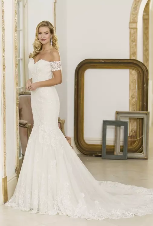 W299 Off Shoulder Sleeve Lace Fishtail Wedding Dress True Bride 27 fabulous fishtail wedding dresses you and your wedding. off shoulder sleeve lace fishtail
