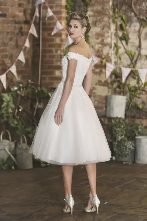 Tilly Off The Shoulder Retro Style Wedding Dresses Brighton Belle