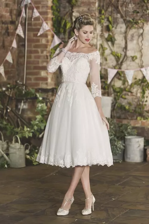 Valentina Vintage Style Lace Bardot Wedding Dress Brighton Belle