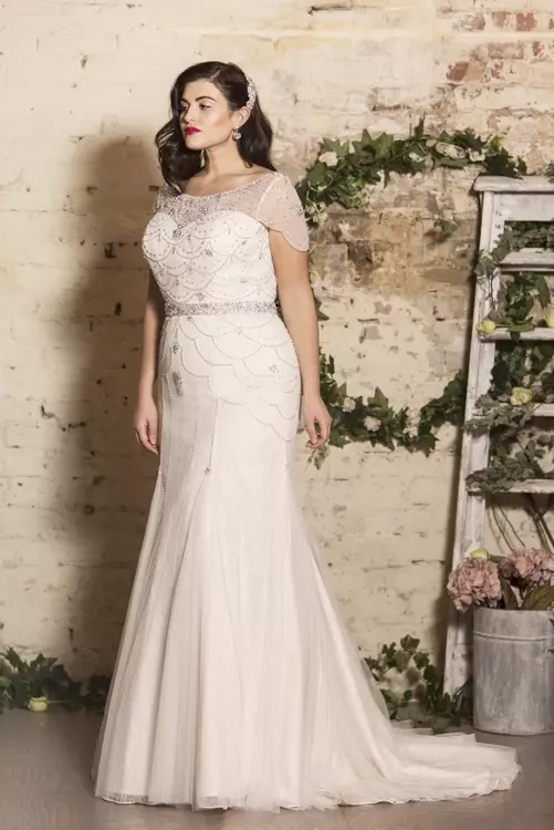 Tc W185 Fit And Flare Crystal Plus Size Wedding Dress True Curves