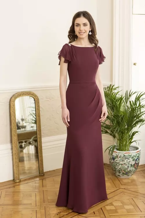 hem bridesmaid dress Ever-Pretty Pleated V-Neck 3/4 Sleeves Asymmetrical Hem Cocktail Dress main image 1
