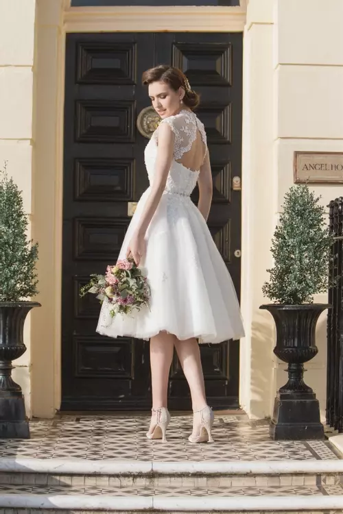 Albany 1950s Inspired Tea Length Lace Wedding Dress Brighton Belle