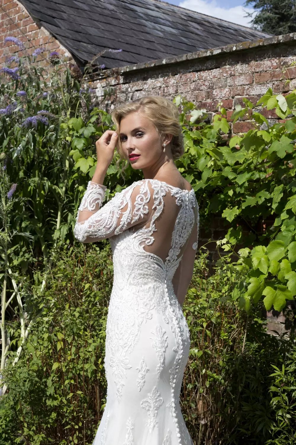 California | Illusion Lace Sleeve Wedding Dress | Nicki Flynn