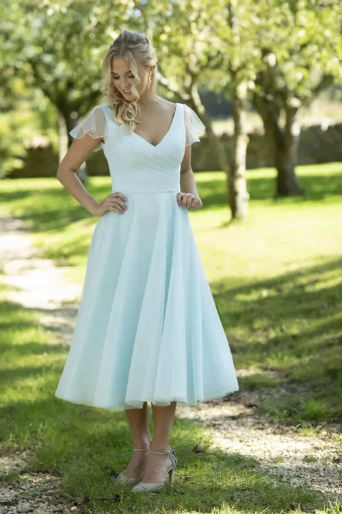 Veronica E228 | Chic Tulle Tea Length Bridesmaid Dress | Essentials Veronica E228 | Chic Tulle Tea Length Bridesmaid Dress | Essentials