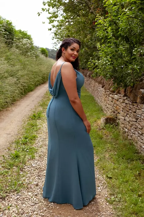 princess polly baby blue dress Wholesale Cowl Front Satin Bridesmaid Dress