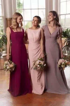 Quinn E242 | Modern Bridesmaid dress with Square Neck & Split | Essentials