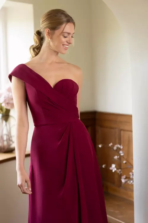 strapless open back dress Cowl One Shoulder Velvet Maxi Dress main image 0