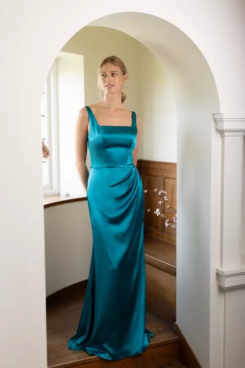 Autumn | Modern Square Neckline Charmeuse Dress | Luna by True Bride