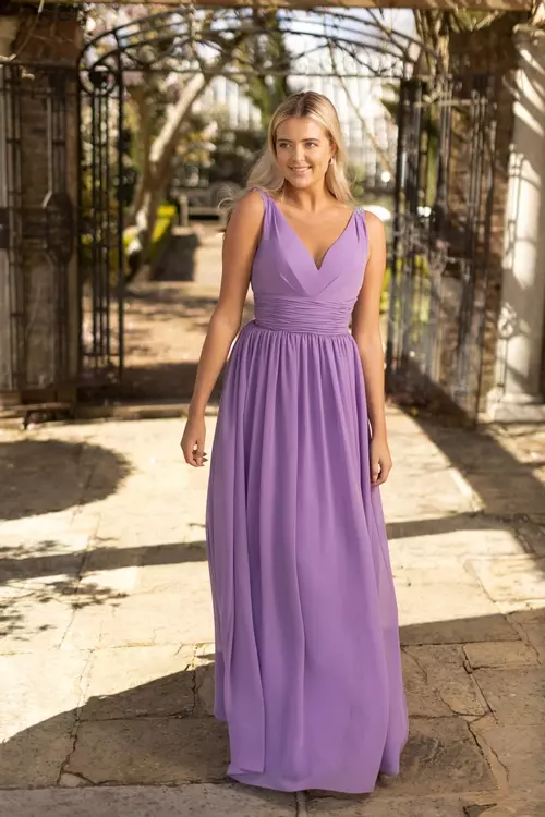 sachin and babi light blue dress Long Sleeveless Bridesmaids Stretch Chiffon Dress