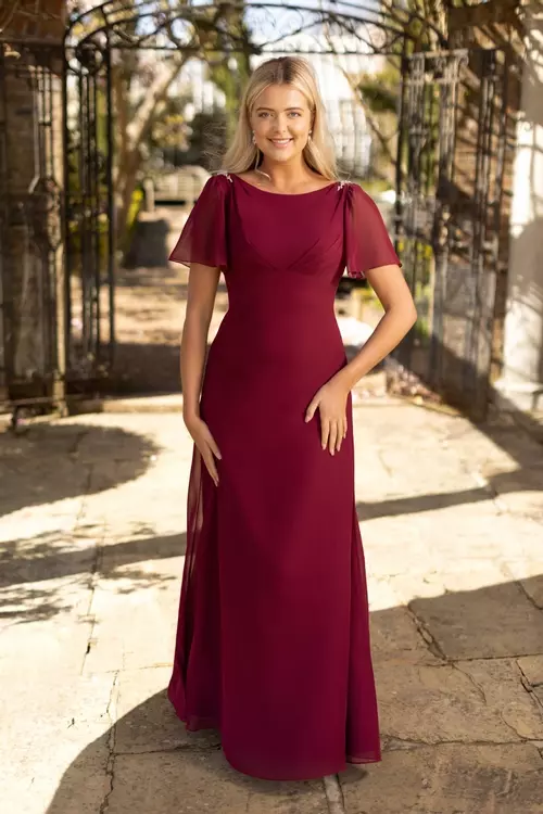 princess polly baby blue dress Leely Women Green One Shoulder Empire Waist A-Line Bridesmaid Dress Chiffon  Wedding Party Dress – leelyuk main image 1