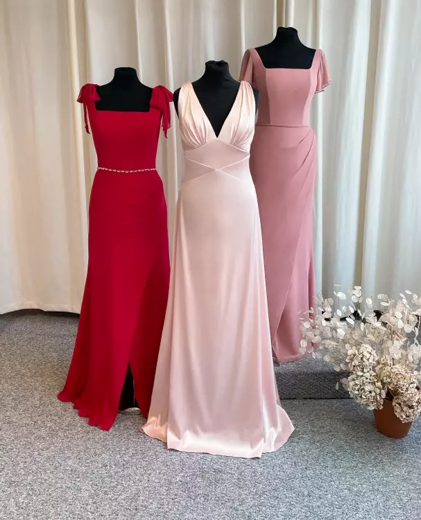 Emily | Square Neck Bridesmaid Dress with Bows | Luna by True Bride