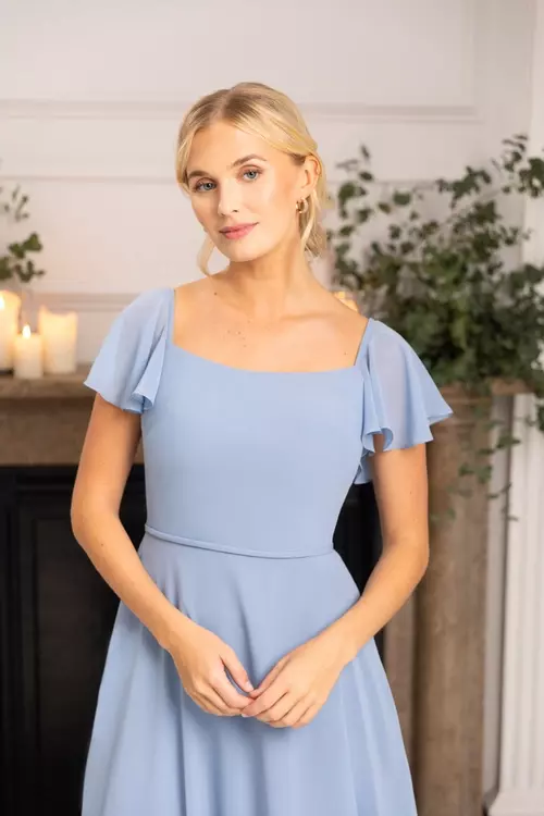 Miriam M812 | Boat Neck Dress with Bow at Back | True Bridesmaids