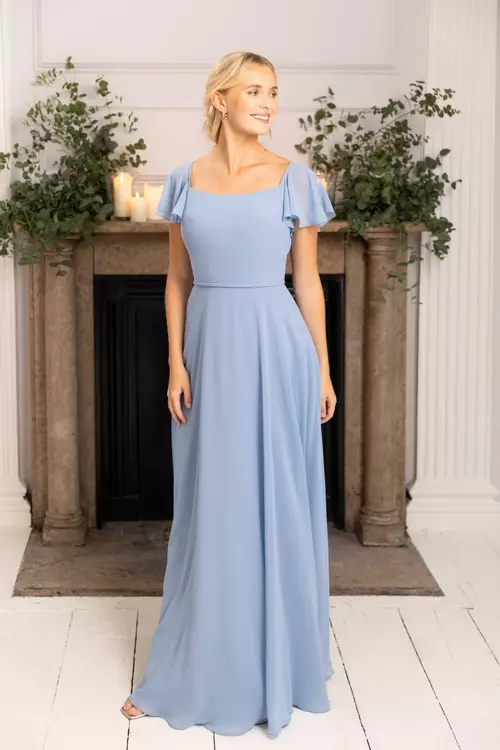 Miriam M812 | Boat Neck Dress with Bow at Back | True Bridesmaids