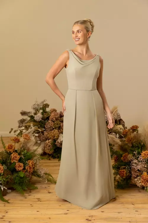 Katya | Soft Cowl Bridesmaid Dress with Silver Beading | Luna by True Bride