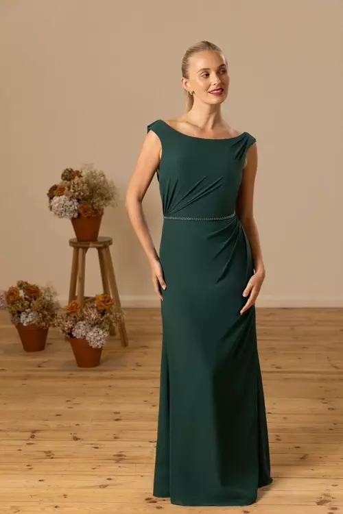 M827 | Flattering Chiffon Bridesmaid Dress with Sequin Belt | True Bridesmaids M827 | Flattering Chiffon Bridesmaid Dress with Sequin Belt | True Bridesmaids