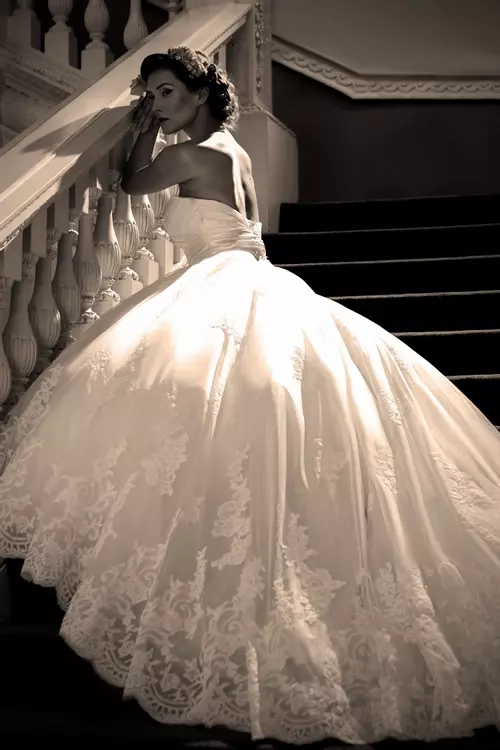 Rosabella Strapless Wedding Dress With Long Lace Train True By