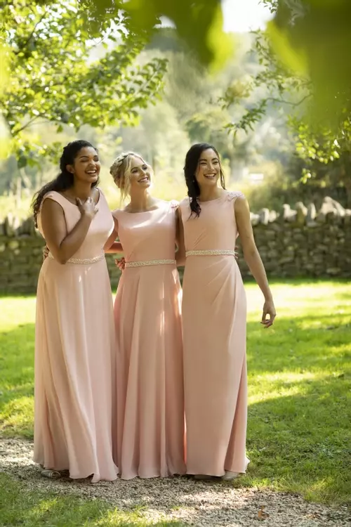 M640 | Cowl Back Bridesmaids Dress With Beading