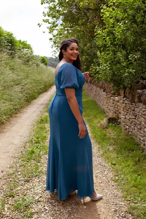 petrol blue bridesmaid dresses Azazie Maksim Dusty Blue Stretch Satin Bridesmaid Dresses